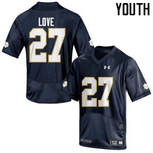 Notre Dame Fighting Irish Youth Julian Love #27 Navy Blue Under Armour Authentic Stitched College NCAA Football Jersey KTI4399KK
